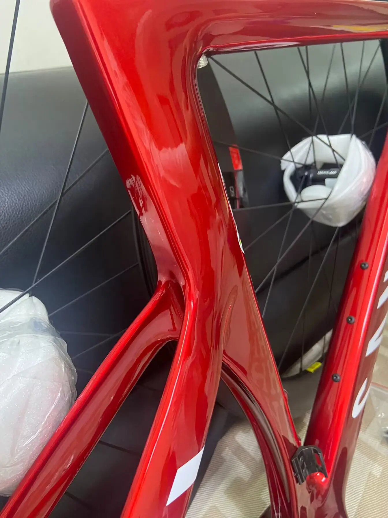 Top sale full carbon bike frameset red color disc cycling frameset bb386 CFR bicycle carbon frame+handlebar  XXS XS S M L