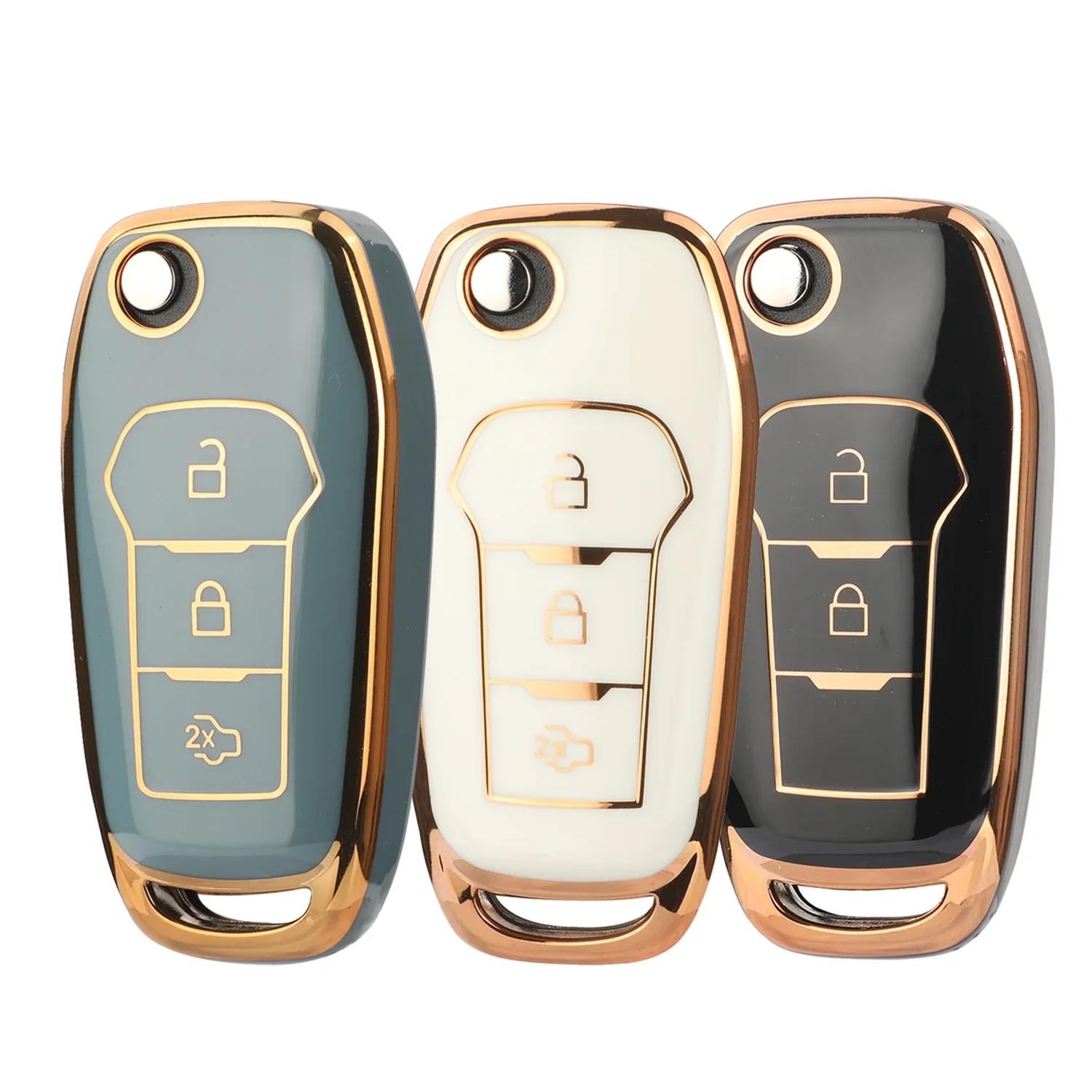 Jingyuqin nouvelle coque de clé de voiture en TPU pour Ford F-150 F-250 F-350 Explorer Ranger KA Fiesta Mondeo couverture de clé intelligente