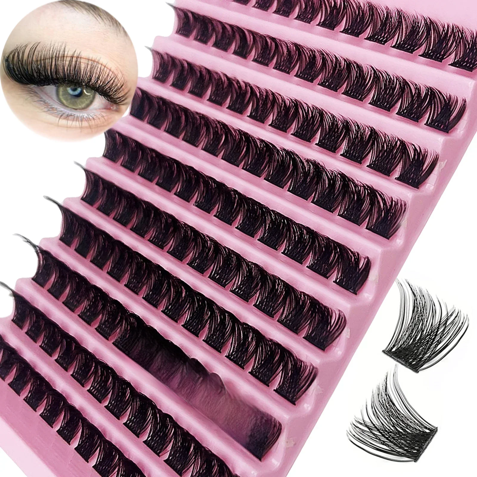 Clusters de cils 120 pièces cils en grappe 8-16mm cils individuels aspect naturel D Curl moelleux grappe cils bricolage Extension de cils