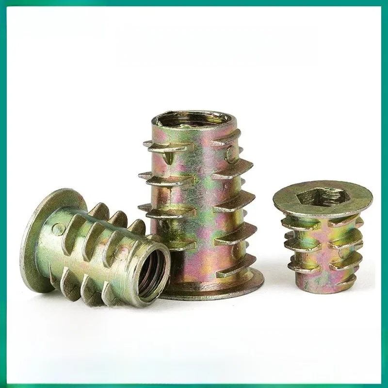 Écrou à tête hexagonale en alliage de zinc, insert en bois intégré, tête d'entraînement hexagonale à bride, écrou de meuble figuré, M5, M6, M8, M10, 10 pièces, 20 pièces