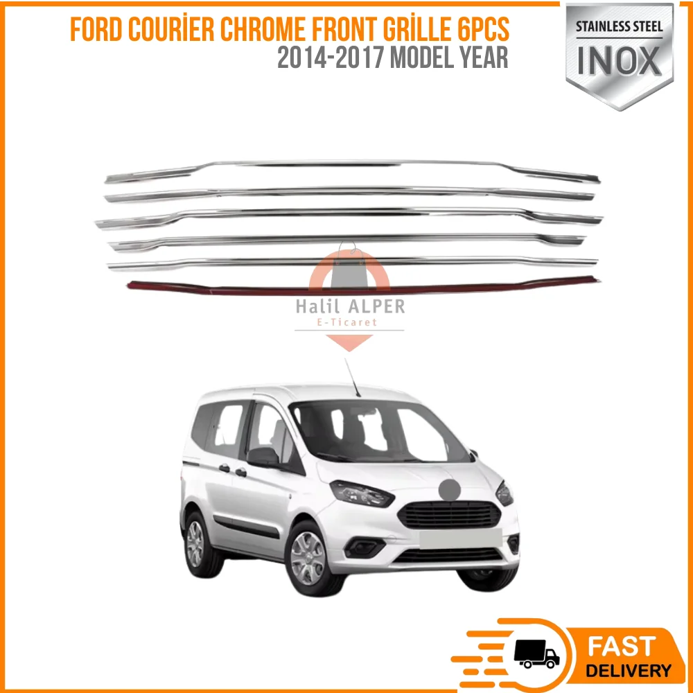 For Ford Courier Chrome Front Grille 6PCs Thin Type 2014-2017 Stainless Steel A + Quality Automotive Accessories