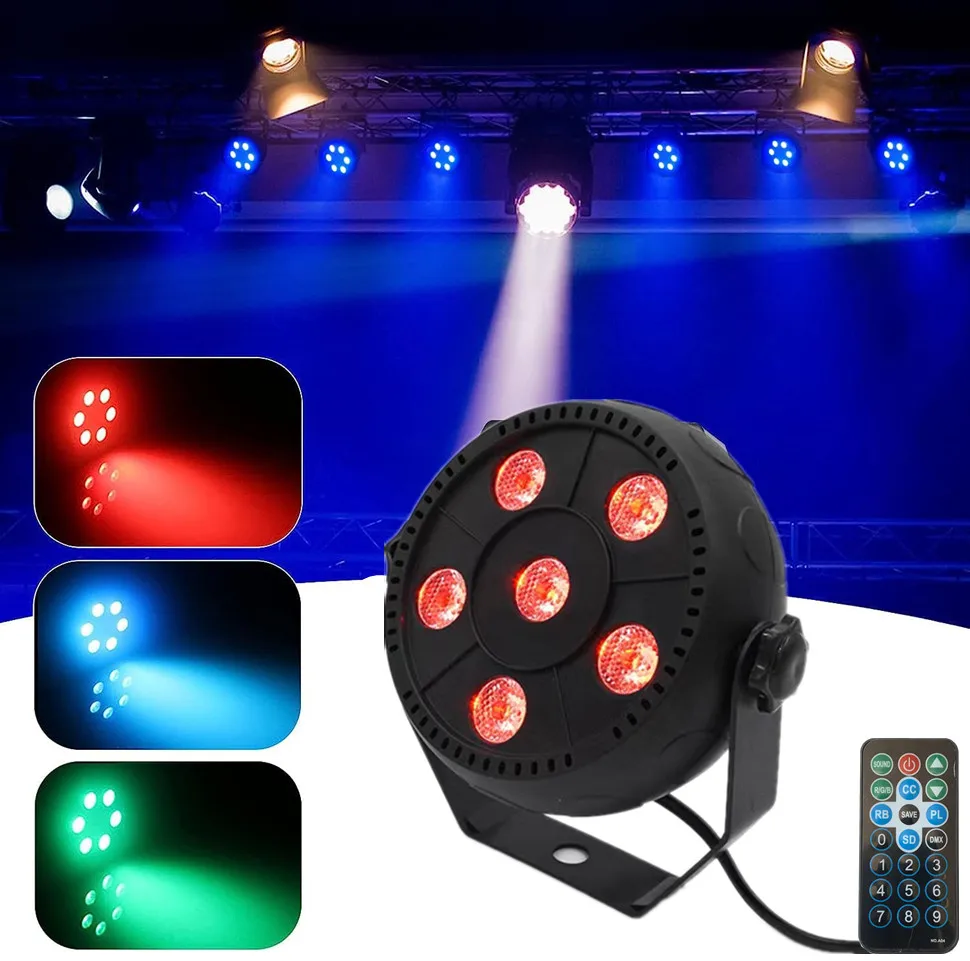 Mini Led Par6x3W RGB Stage Lighting for DJ Party Club Disco HomeChristmas Wedding Birthday Performance Sound Control Stage Light