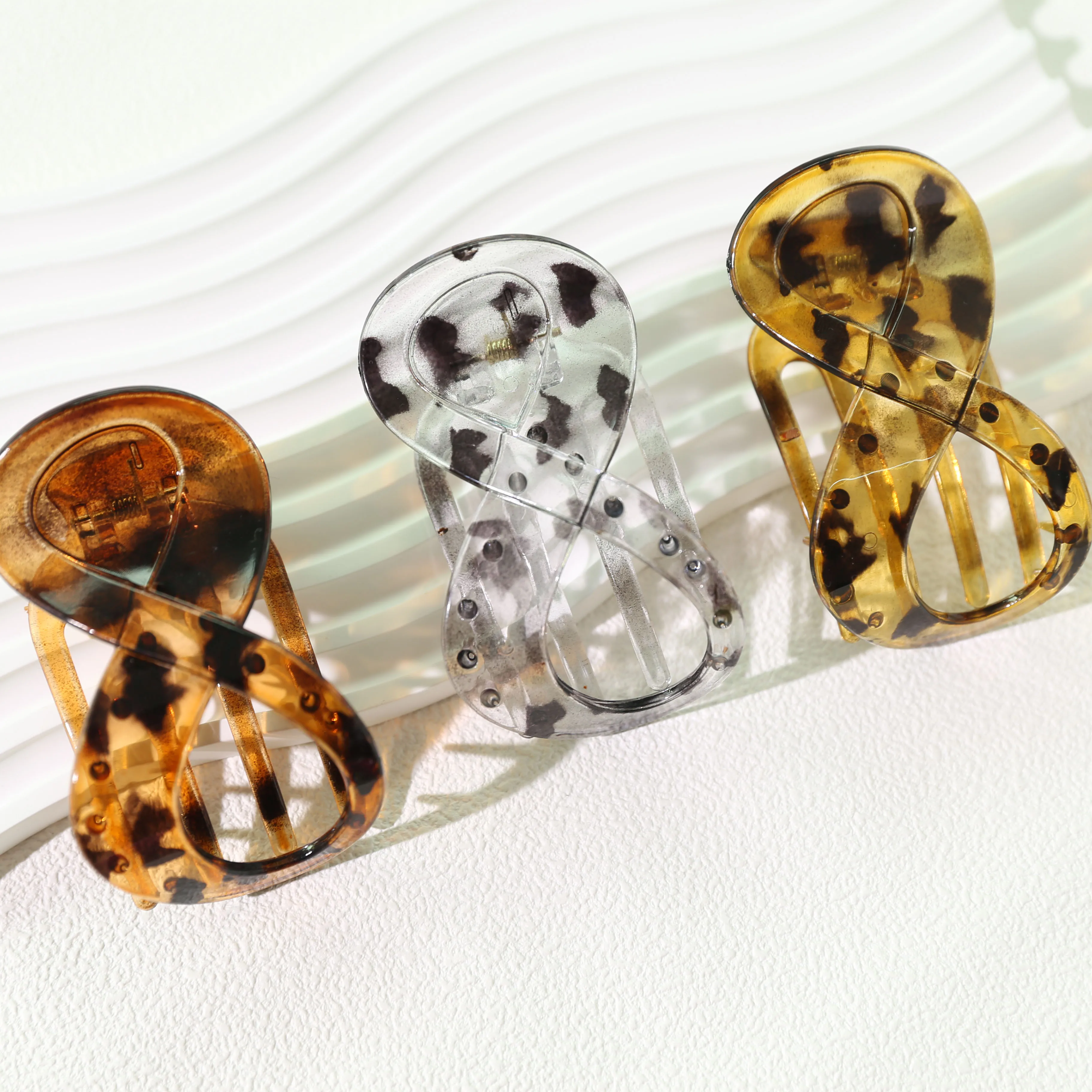 3 قطع/مجموعة مشابك شعر أنيقة غير لامعة من الأكريليك - إكسسوارات شعر بلاستيكية كبيرة الحجم بلون سادة للجنسين للشعر السميك والرقيق