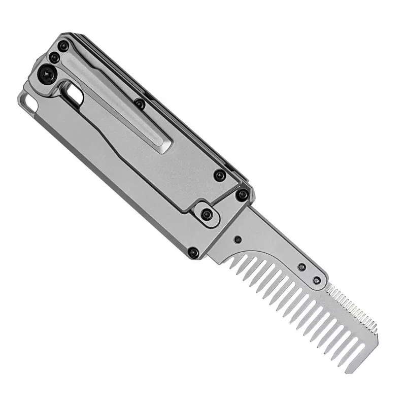 EDC Titanium Pocket Folded Comb Multifunction Men Women Pet Hair Beard Comb