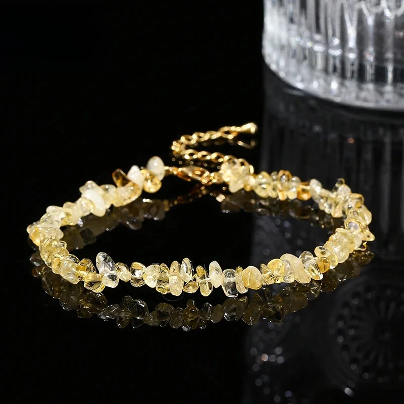 AliExpress buy bao ji JD Natural Citrines Gravel Stone Irregualr Chip Chakra Bracelet Women Fashion Jewelry Reiki Healing Adjustable Birthday Gifts