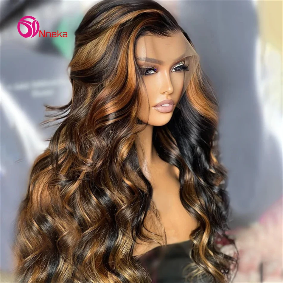 

4/27 Highlight Colored Body Wave Wig Human Hair 13x6 HD Lace Frontal Wig 200 Density Body Wave 13x4 Lace Wigs Human Hair