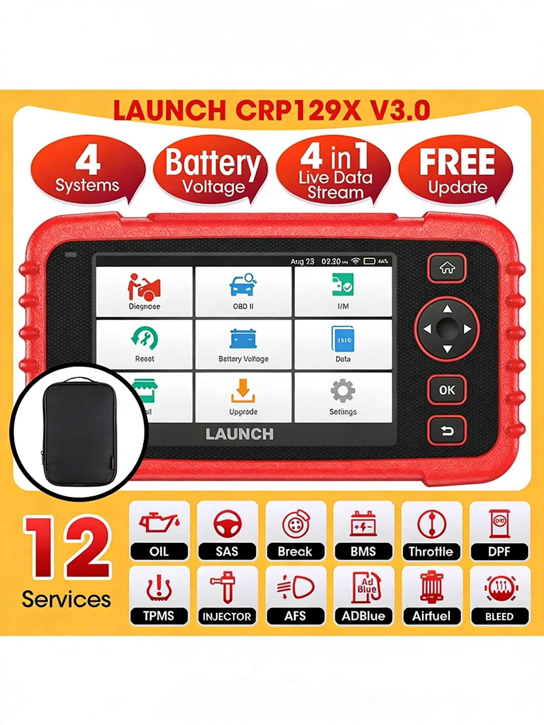 LAUNCH X431 CRP129X V3.0 Autoscanner OBDII Auto Diagnose Gereedschap OBDII Autoscanner Professionele Automotive Scanner - afbeelding 2