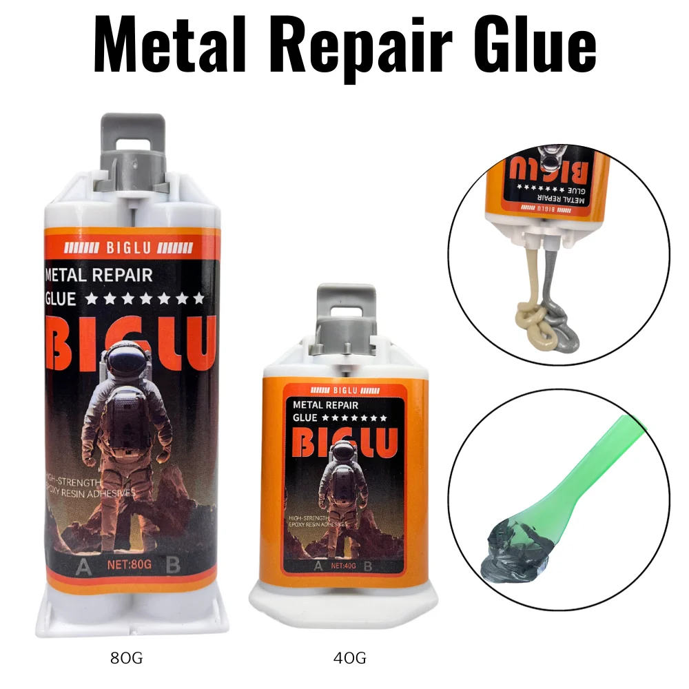 

BIGLU Metal Repair Adhesive Industrial High Strength Bonding Sealant Weld Seam Metal Repair Agent Strong Casting Glue 40G/80G