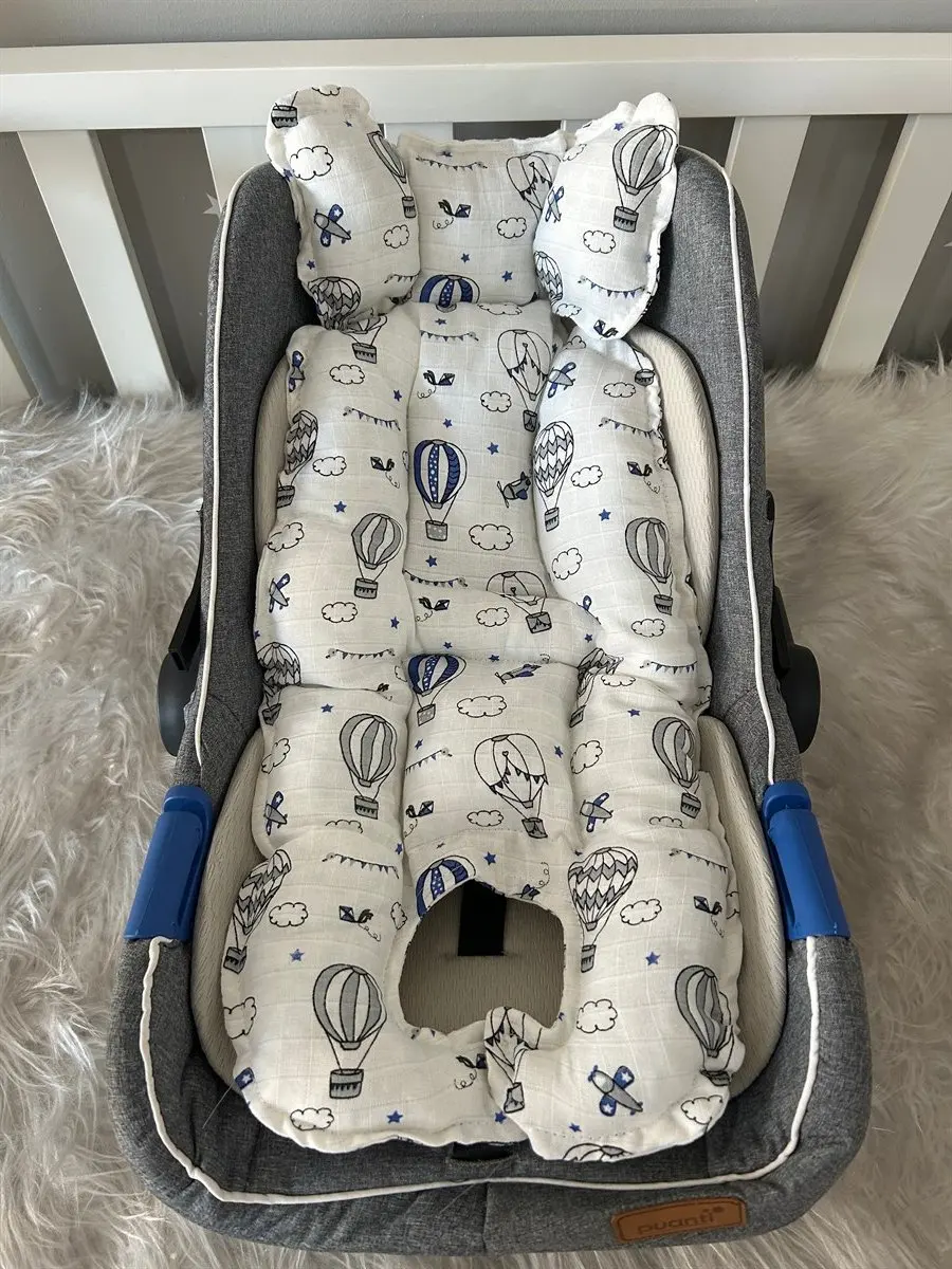 Handmade Muslin Balloon Patterned Car Seat Cushion - Stroller Cushion