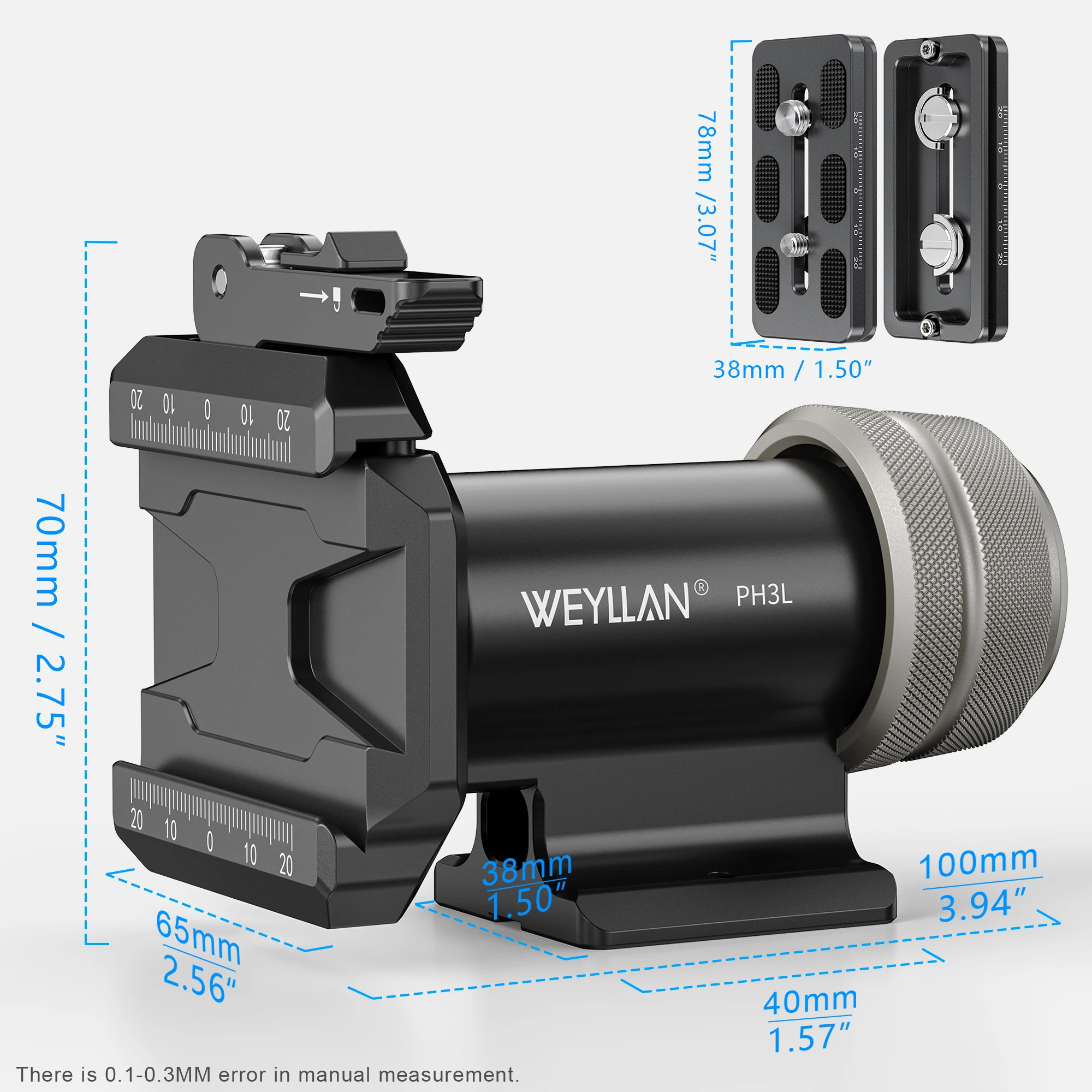 WEYLLAN PH3 MonoGimbal-Kopf Seitlicher Sattelgimbal Neigungskopf mit Arca Swiss Schnellwechselplatte für Stativ Einbeinstativ Kamera Teleobjektiv – Detail 8
