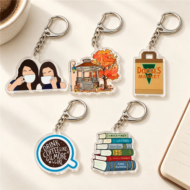 Gilmore Keychain for Accessories Bag Charm Girls Luke's Diner Dragonfly Inn Keyring Pendant Jewelry Fans Friends Gifts