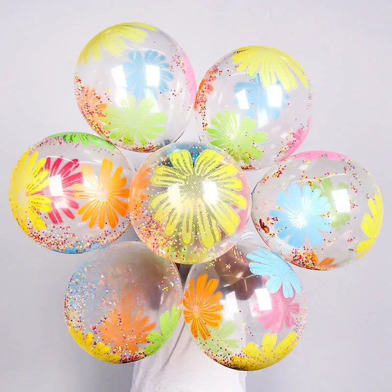 10 pièces/paquet 12IN chrysanthème mousse paillettes latex décoration de fête crème glacée confettis ballon