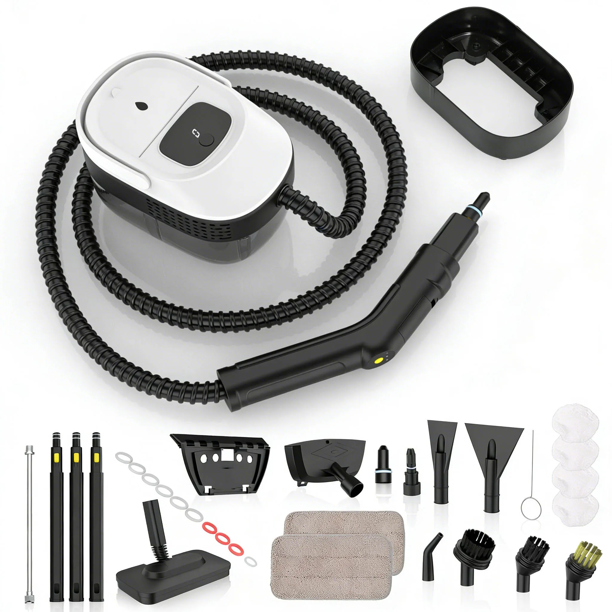 Ensemble de 17 pièces, nettoyeur vapeur portable, nettoyeur vapeur électrique haute pression 2500W avec 3 vitesses réglables, réservoir d'eau de 1600 ml