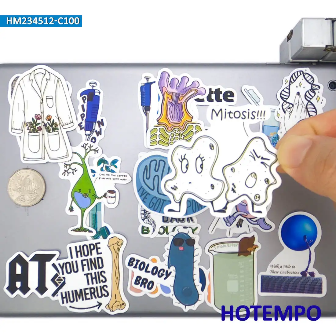 Conjunto de adesivos de biologia, graffiti de desenhos animados de ciências naturais fofos, para laptop, carro, telefone, bagagem, scrapbook, pacote de adesivos engraçados, 100 peças