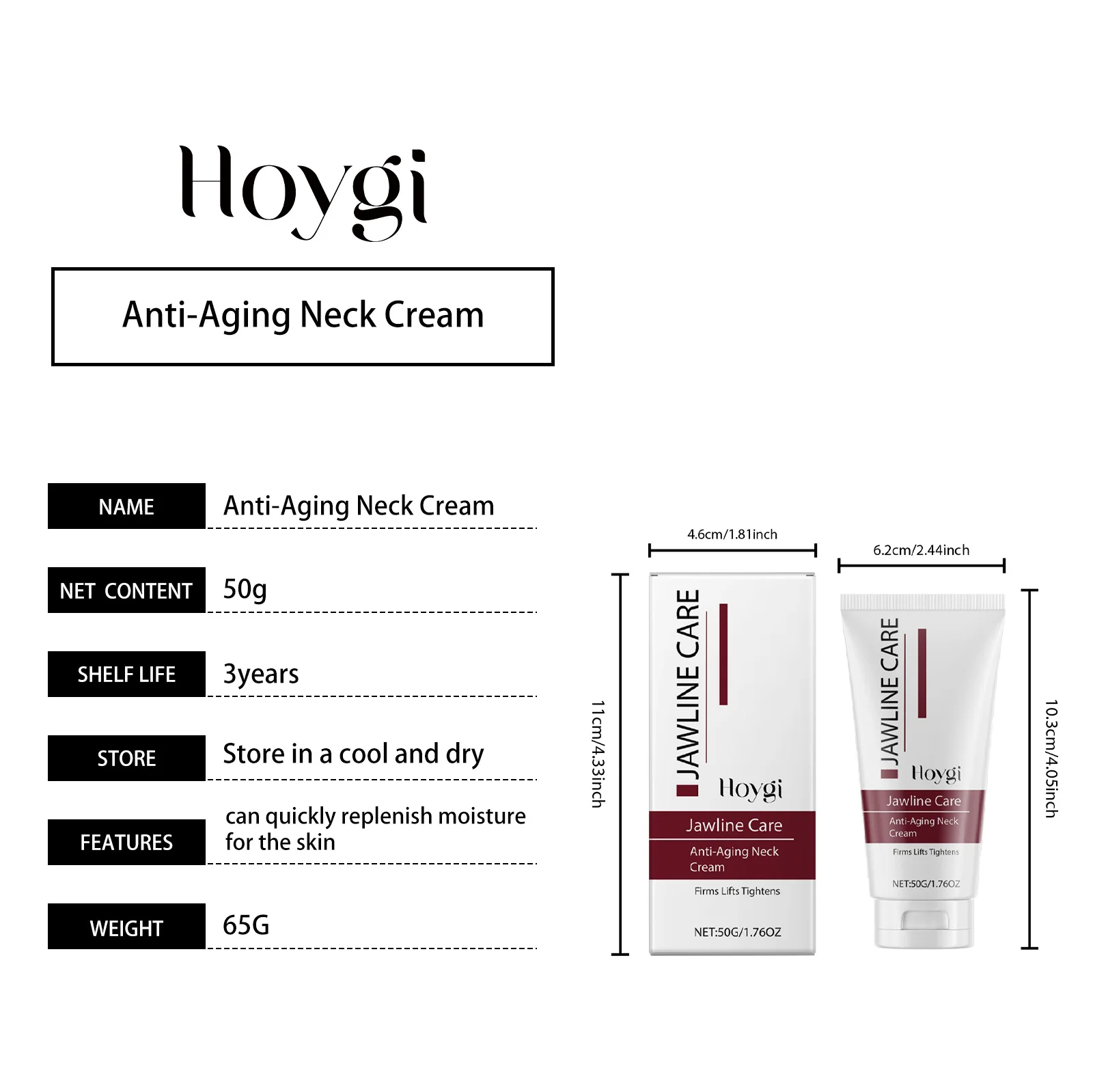 Hoygi 50g Tightening Neck Cream Jawline Care Tighten Double Chin Firming Moisturizer Neck Rejuvenation Shaping Swan Neck Cream - Image 6