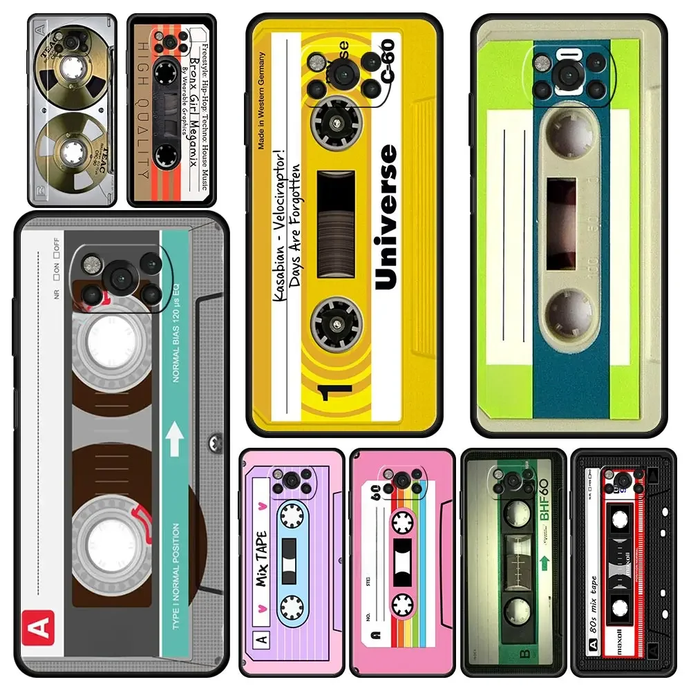 Coque de téléphone en silicone souple pour Xiaomi, casque X6, X5, Tage Pro, 5G Bery, NDavid, F5, F4, M5 figurine, M3, F3, ightC51, C50, C55, couverture noire, cassette