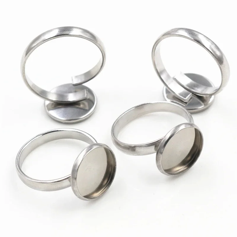 12mm 10 sztuk/partia nie znikną ze stali nierdzewnej regulowane ustawienia pierścienia puste/Base,Fit 12mm szklane kaboszony, przyciski; Pierścień Bezels-J4-46 — zdjęcie 2