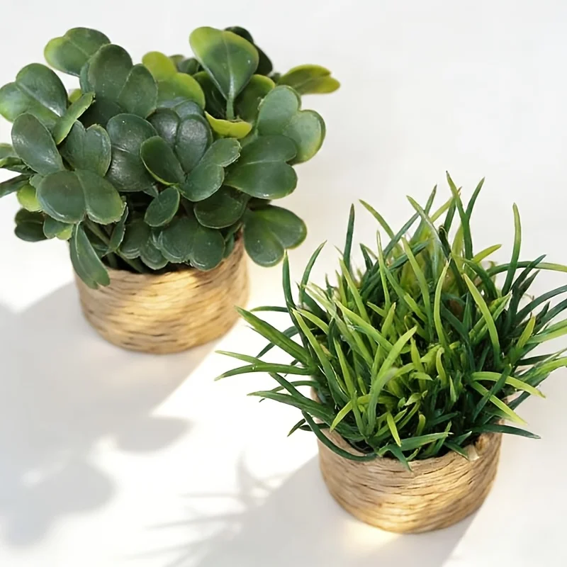 2er-Set künstlicher Topfpflanzen, niedliche Mini-Kunstaloe, künstliche Sukkulenten, Kunststoff-Blumentopflandschaft. Geeignet für Innen- und Außenbereiche, Küche, Schreibtisch, Hochzeitsdekoration,