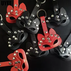 UYEE Handmade Punk Fox Keychain PU Leather Metal Rivet Ladies Car Keychain Pendant Luxury Design Decoration for Bag Couples Gift