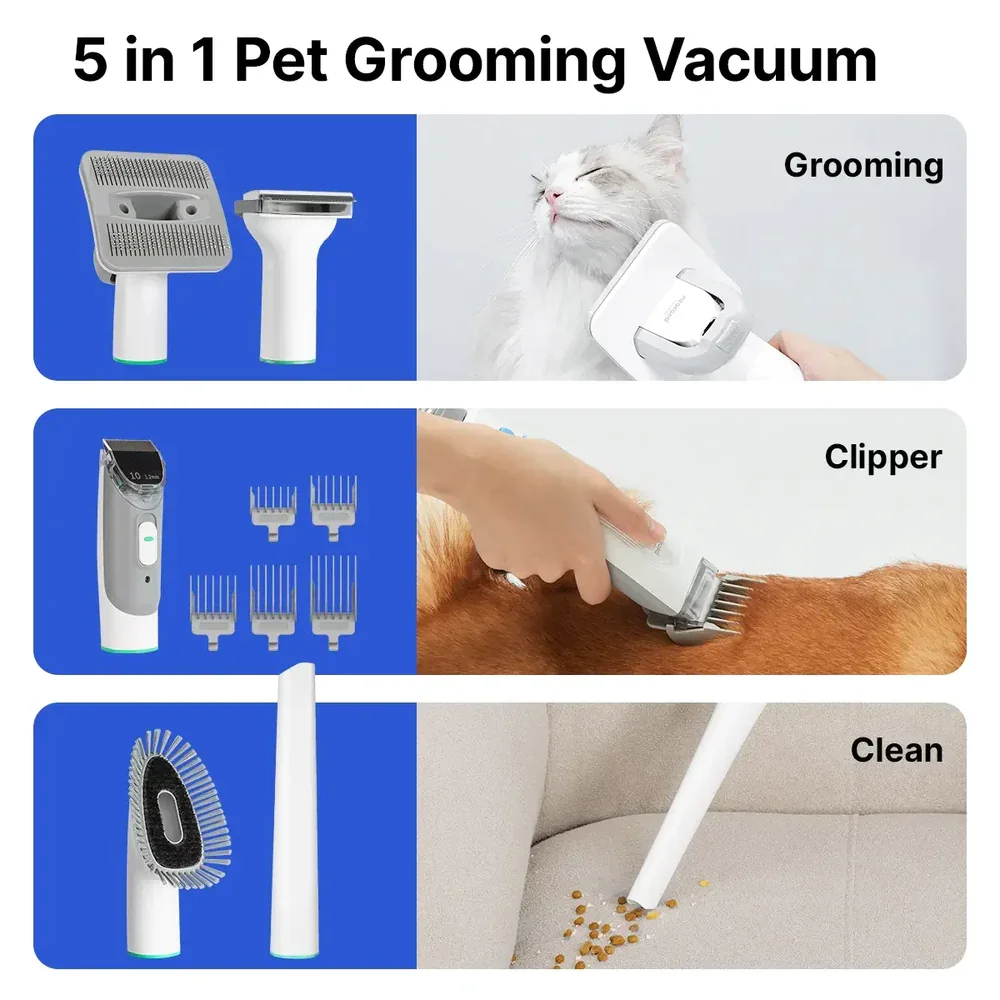 Imagem -03 - Neakasa-neabot p1 Pro Pet Grooming Kit Vacuum para Cães e Gatos 9000pa Poder de Sucção Aparar o Cabelo Pente Aparar o Cabelo em 52db