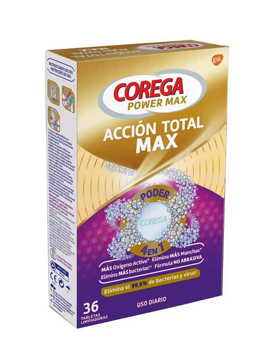 Corega action total 36 tablets-daily cleaning for dental prostheses.