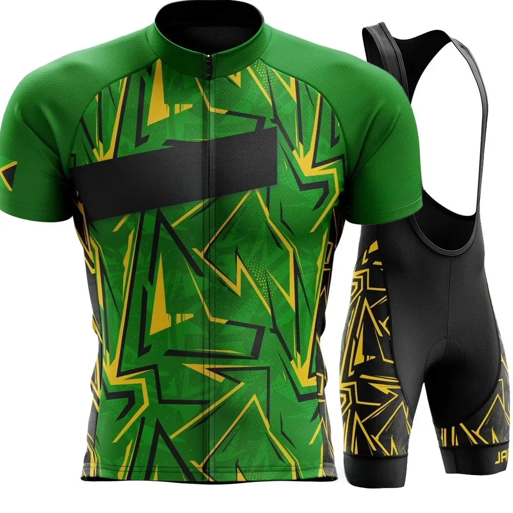 AliExpress NONE Jamaica National Team Cycling Jersey 2024 Set Green Short Sleeve Clothing Mens Road Bike Shirt Suit Bib Shorts MTB Maillot Ropa