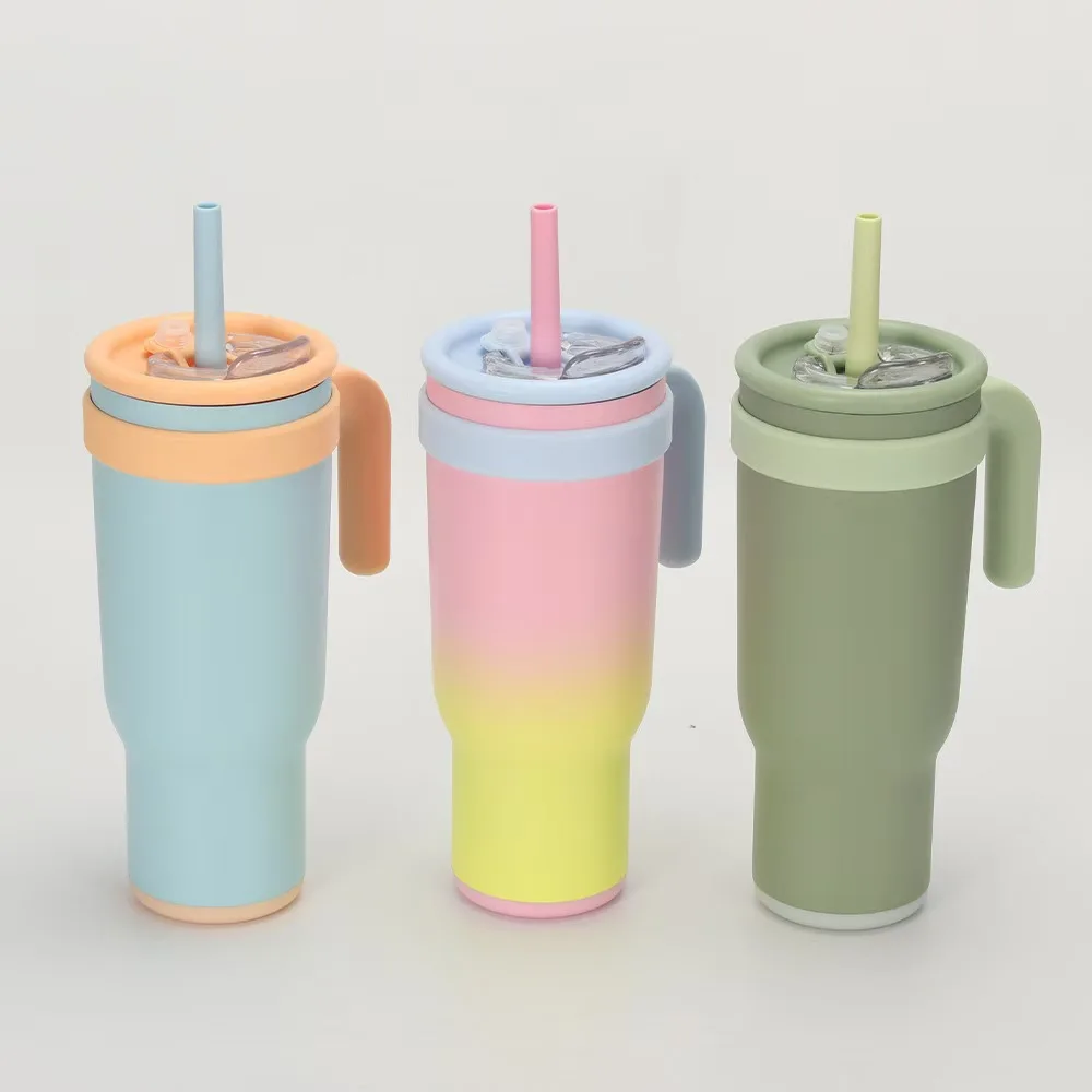 Factory direct-sale double-layer 40oz handle outdoor stainless steel large-capacity ice dispenser cup for car-mounted heat prese