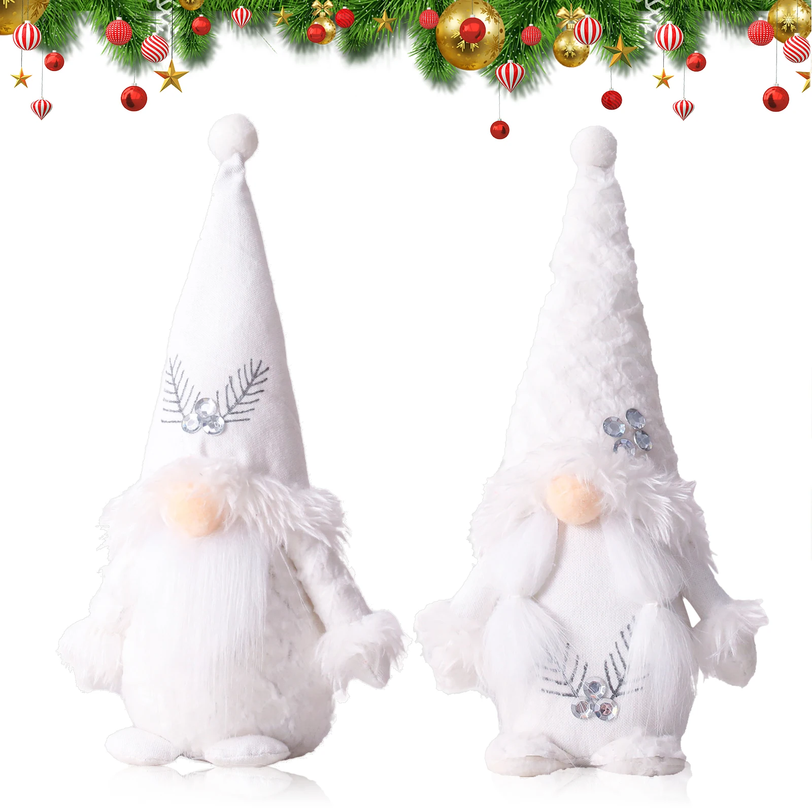 2Pcs Christmas Gnomes Decorations Set Handmade Santa Gnome Plush Ornaments Christmas gonk Dwarf Elf Felt Decoration Ornaments