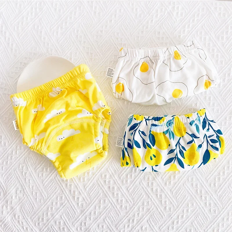 3 Pieces/lot Baby Training Pants 6 Layers Bebe Cloth Diaper Reusable Washable Cotton Elastic Waist Cloth Diapers 8-18KG Nappy