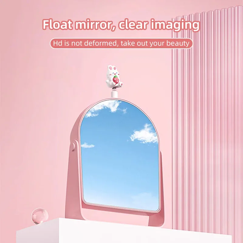 Niedlicher Hasenspiegel, süßer Make-up-Spiegel, Studentenwohnheim, kleiner Spiegel, tragbarer, zusammenklappbarer Desktop-Spiegel, kann die Aufbewahrung nach Hause stehen