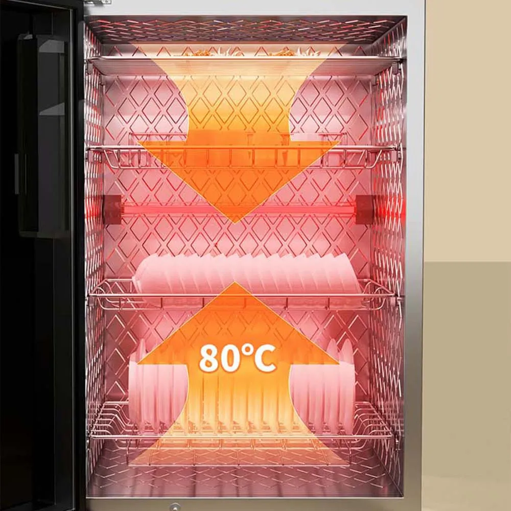 Armário Ultravioleta De Aço Inoxidável Pequeno Do Desktop Do Agregado Familiar, talheres Verticais De Secagem De Alta Temperatura