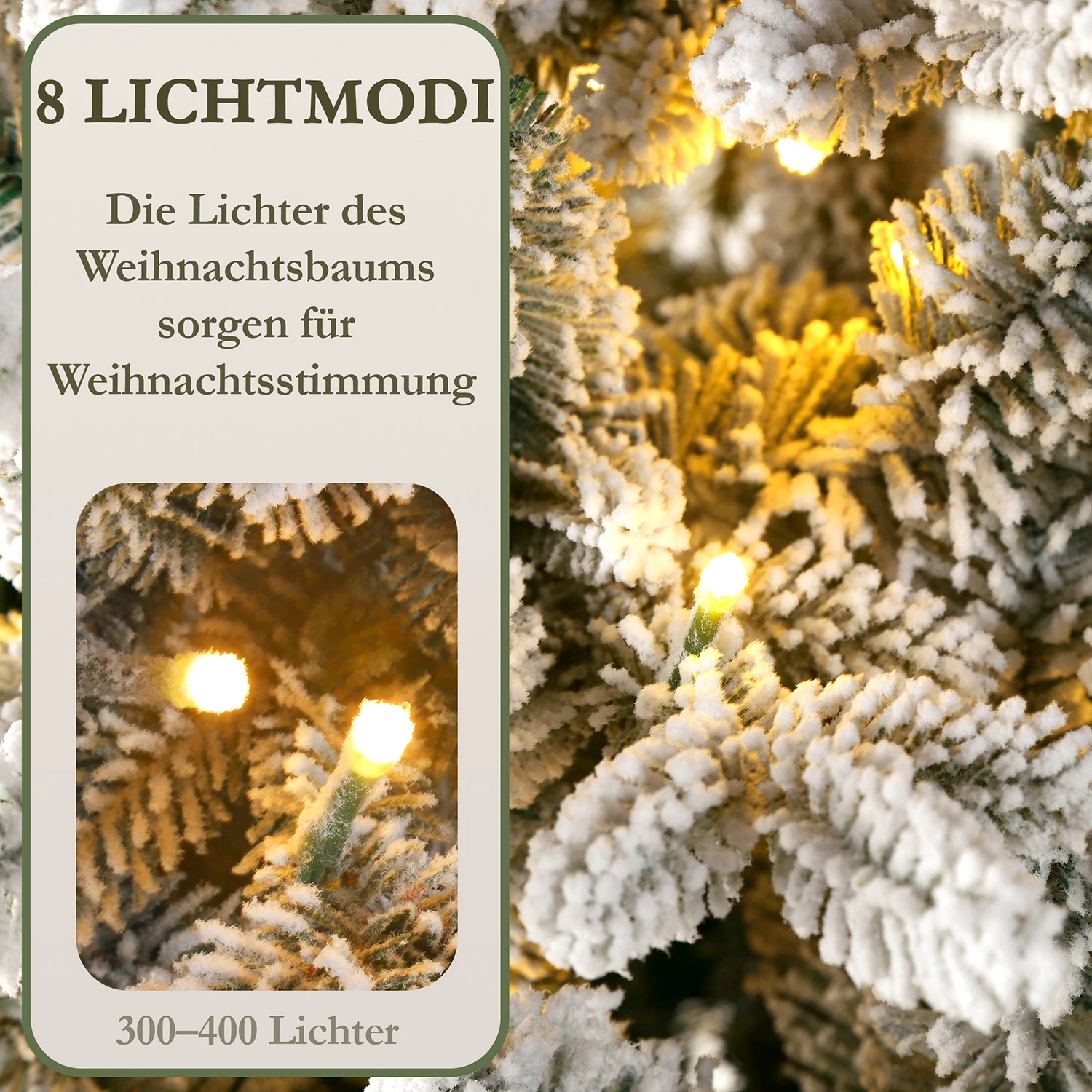 180 künstliche Weihnachtsbäume mit weißem Schnee und 935 Spitzen, 264 LED-Leuchten, PVC + PE-Material, Metallständerbaum, Party-Dekoration für den Innenbereich – Detail 3