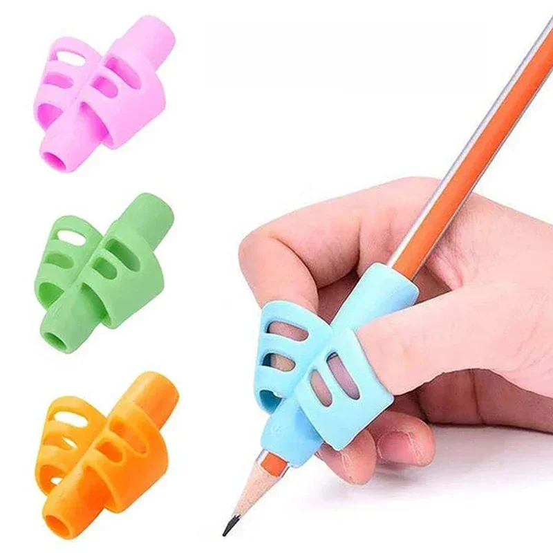 Porte-stylo à crayons d'écriture pour enfants, 3 pièces, pratique d'apprentissage, stylo en Silicone, aide à la poignée, dispositif de Correction de Posture pour étudiants