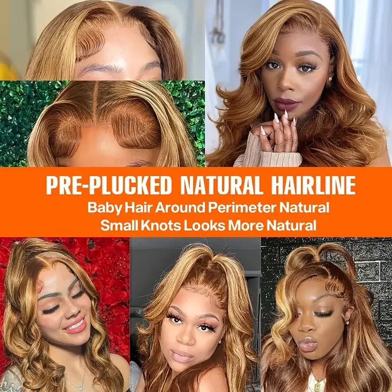 P4/30 Highlight Wigs 13X6 Body Wave Lace Front Wigs 13X4 Lace Front Wig Pre Plucked Ombre Human Hair Colored Glueless 30 Inch