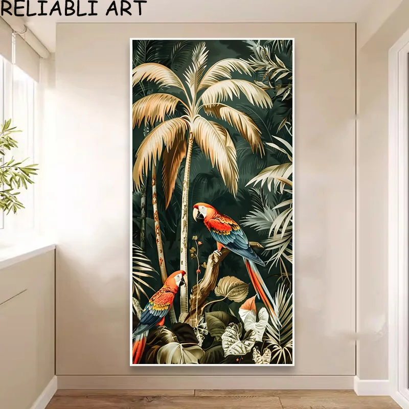 Green Leaves Parrort Animal Poster and Prints Nordic Style Canvas Painting Wall Art Pictures For Living Room Home Decor No Frame