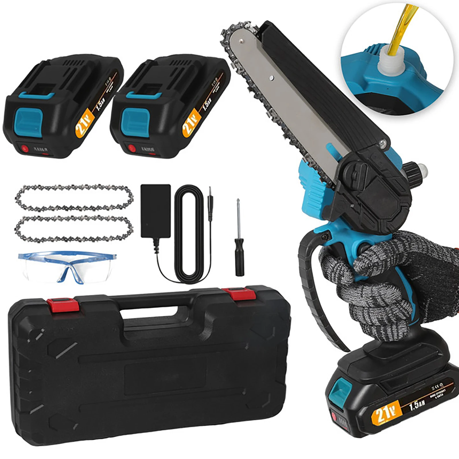 Motosierra eléctrica sin escobillas de 6 pulgadas, sierra eléctrica inalámbrica, herramienta de poda para jardín y carpintería, compatible con baterías Makita de 18V.