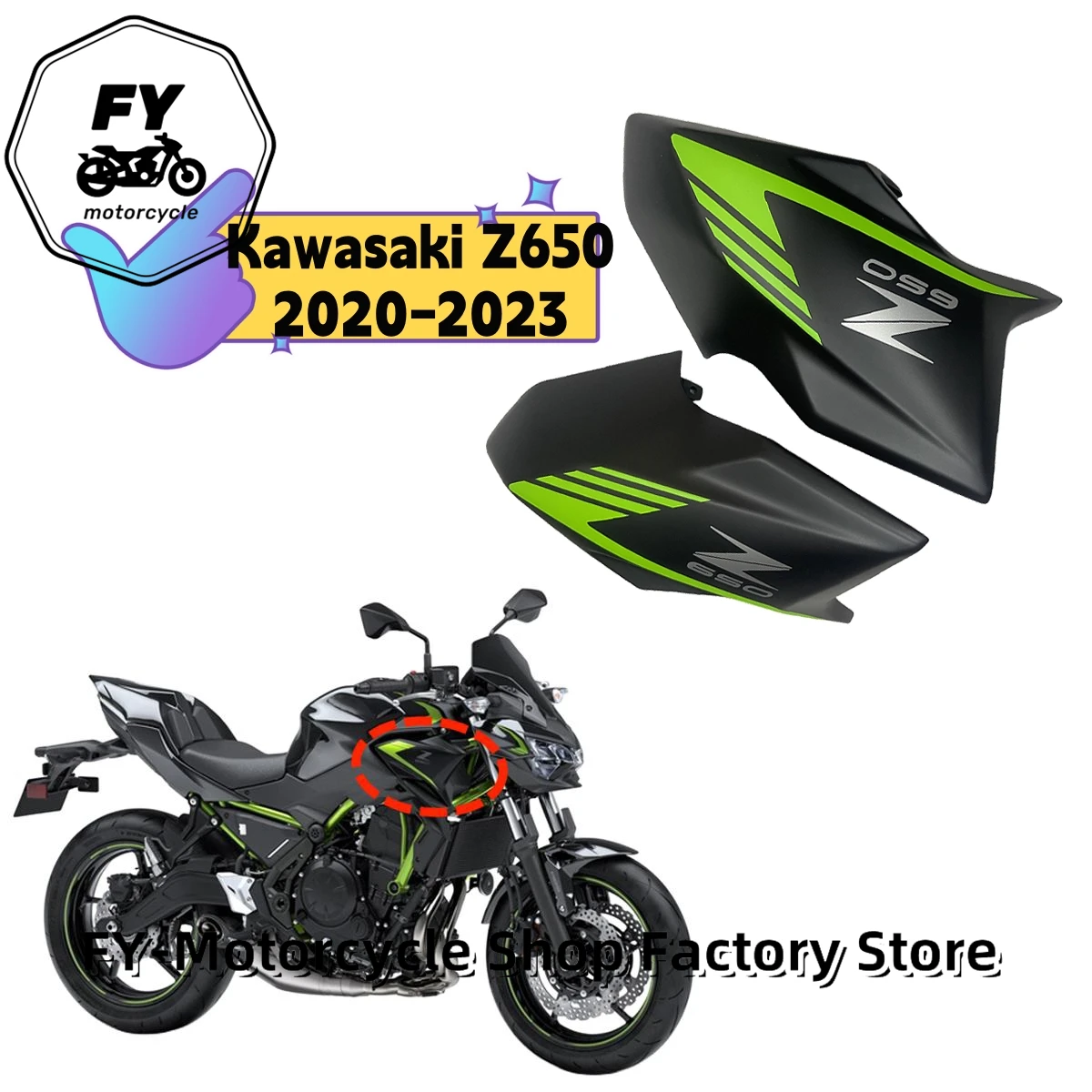 

Z650 Motorcycle Front Tank Panel Trim Fairing Fit For Kawasaki Z 650 2020 2021 2022 2023 Z-650 Kawasaki Fairing 2020-2023