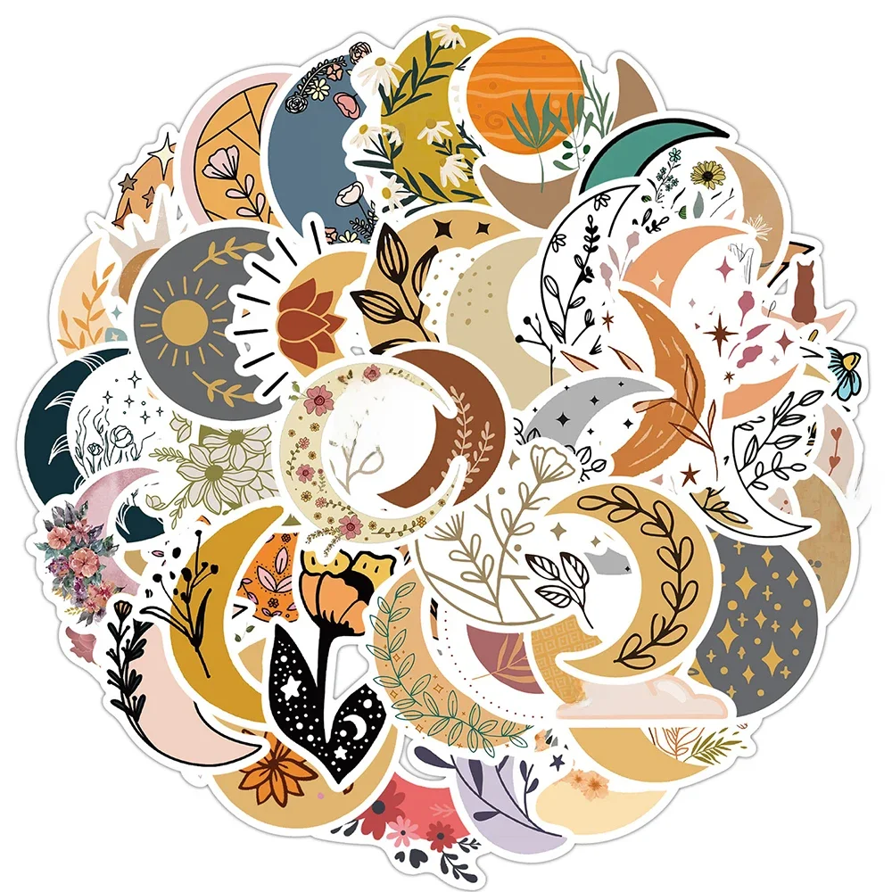 AliExpress GOGOTU 10/30/50PCS Cute Bohemian Moon Flowers Stickers DIY Car Bike Travel Luggage Phone Laptop Waterproof Cool Cartoon Sticker Decals