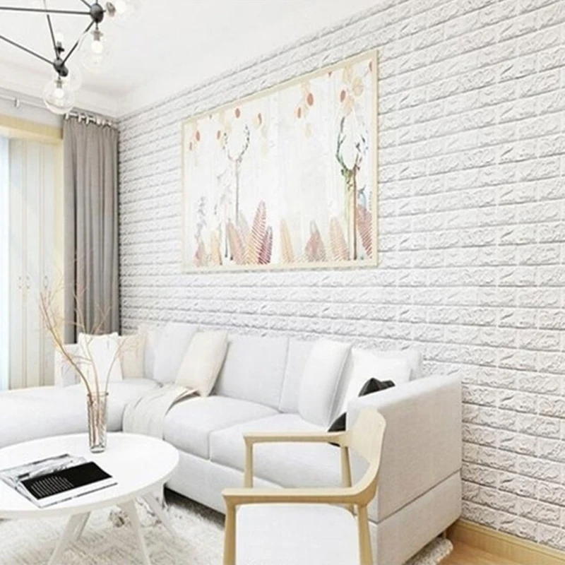 3D-schuim muursticker PVC zelfklevend waterdicht imitatie wit baksteenbehang geschikt voor interieurdecoratie