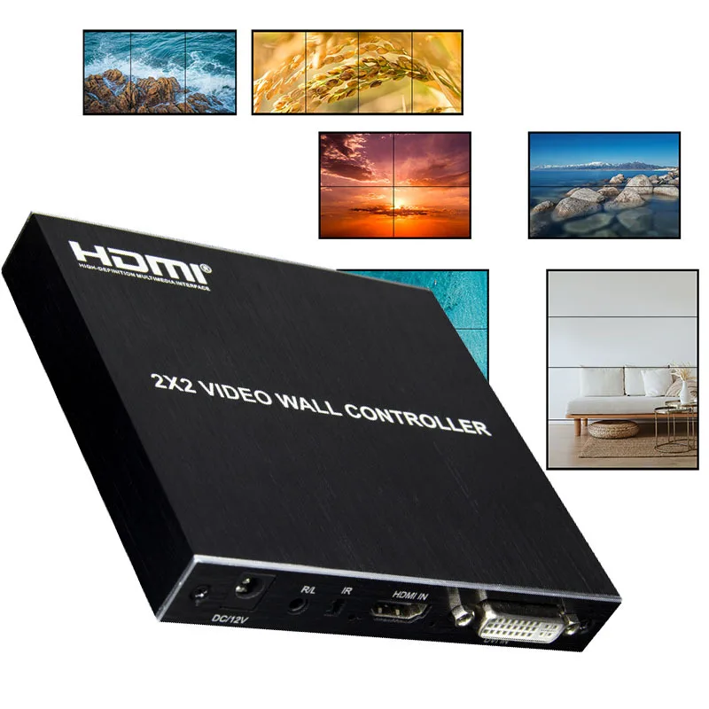 1080P HDMI Splicer 2X2 One In Four Out Video Wall Splicing Screen Controller Four Screen Display HDMI Splicer Switch Distributor