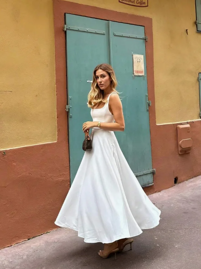 

Floreya Solid Color Casual Elegant Woven Fabric Zipper Dress, Suitable For Dates, Parties, Weddings In Spring/Summer