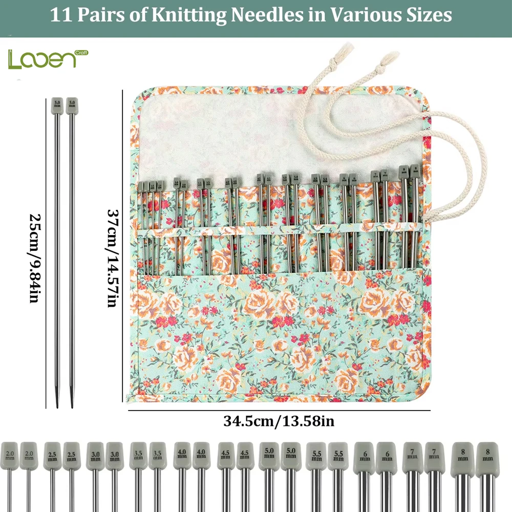 

Waterproof knitted storage bag with stainless steel knitting needles beginner's yarn knitting tool for knitting neck warmer