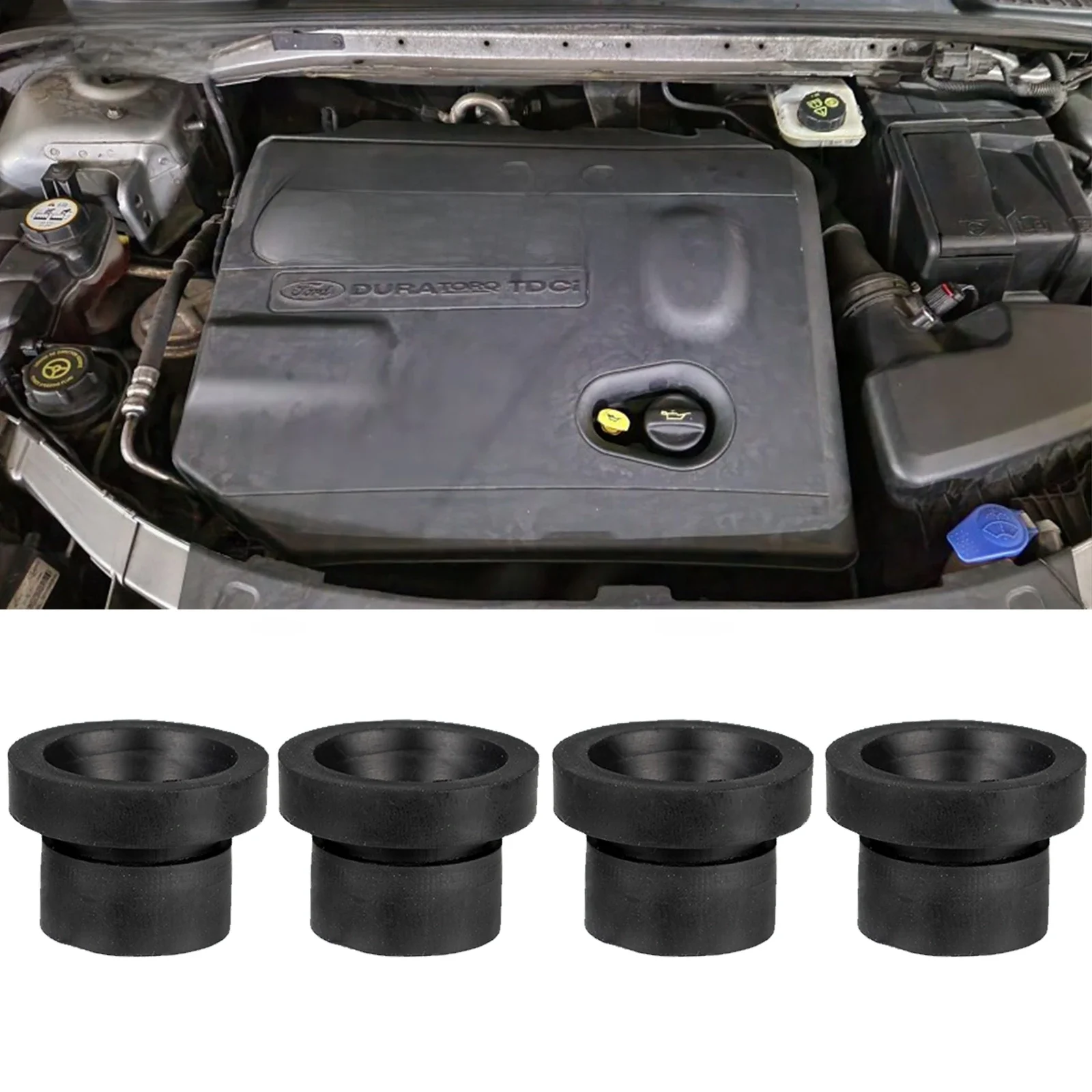 Couvercle supérieur de moteur Diesel Tdci, œillet en caoutchouc, capot de montage pour Ford Mondeo Mk4 4 Focus 2 Mk2 C Max Galaxy S Max, 4 pièces