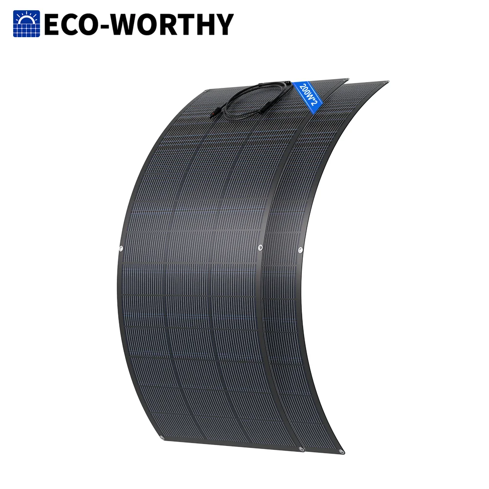 Solar Panel 200W - ECO-WORTHY 2Pack 200W Panel Surya Fleksibel
