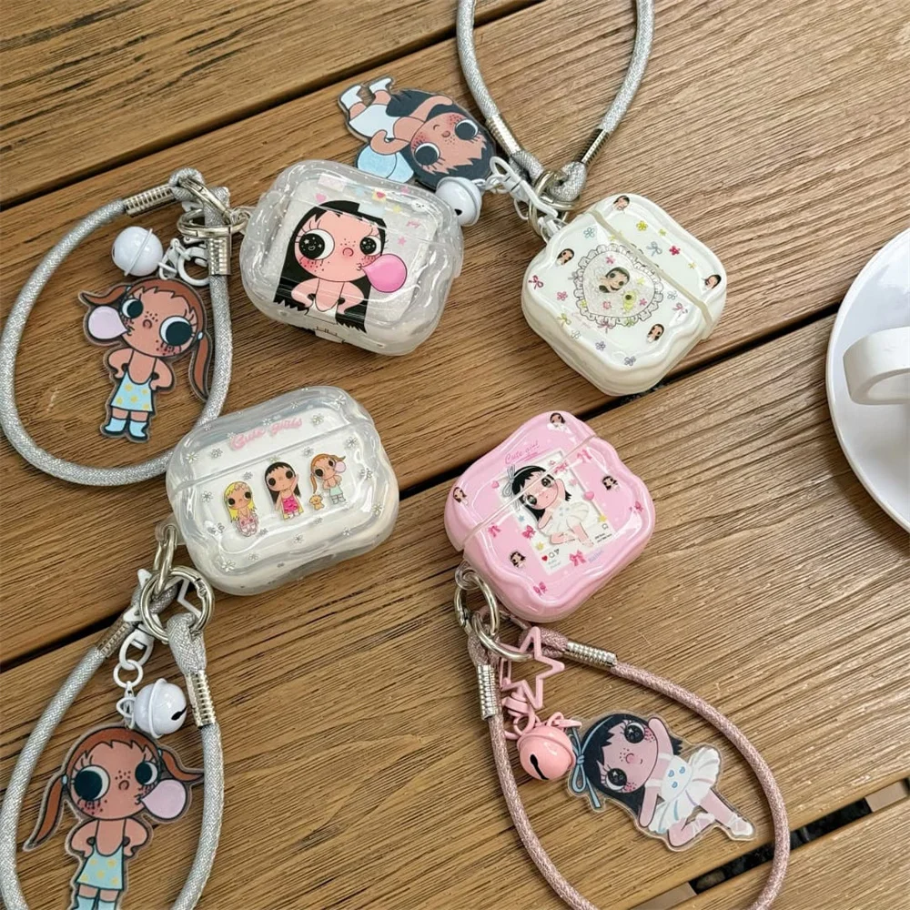 

Kawaii Bow Girl Earphone Case Shockproof Cover for Apple Airpods 4 3 2 with Chain Charm Headphone Cover for Airpods Pro 3 Pro2 4