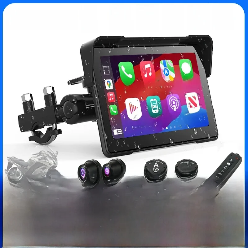 7 inch draagbare motorfietsnavigatie Ondersteuning 2K camera IPX7 waterdicht LCD-scherm voor draadloze CarPlay Android Auto - afbeelding 2