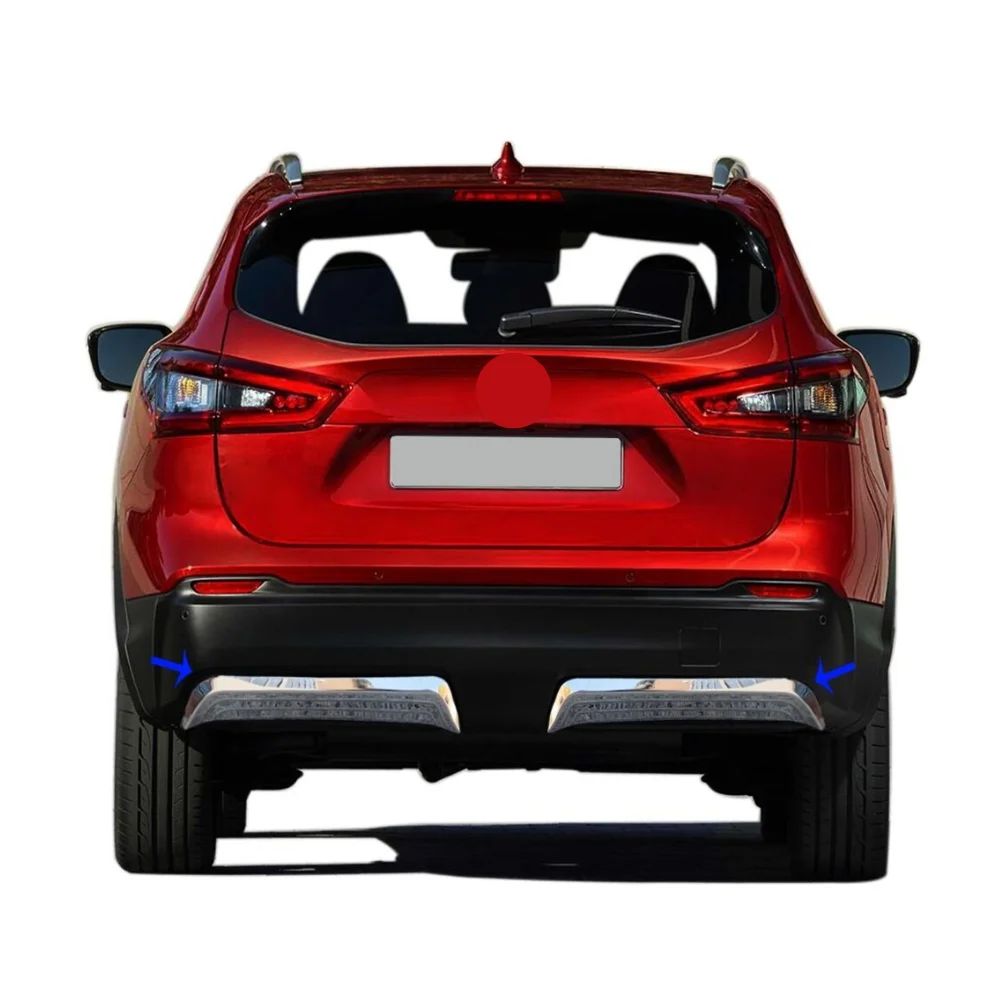 For Nissan Qashqai chrome rear diffuser 2 pieces. 2017 and up. Stainless steel. ISO 9001:2008 certified. A + Quality