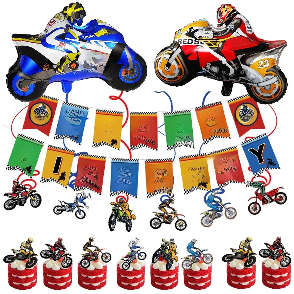 AliExpress Dirt Bike Birthday Party Decorations for Boys Motorcycle  Party Supplies Motorcycle Balloon Banner