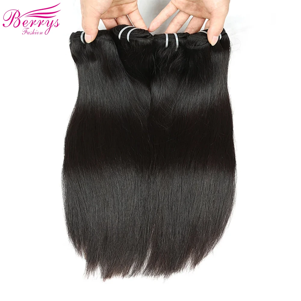 Berrys-extensiones de cabello peruano, mechones de cabello humano liso, tejido, Virgen sin procesar, negro Natural, 1/3/4 piezas, 8-30 pulgadas