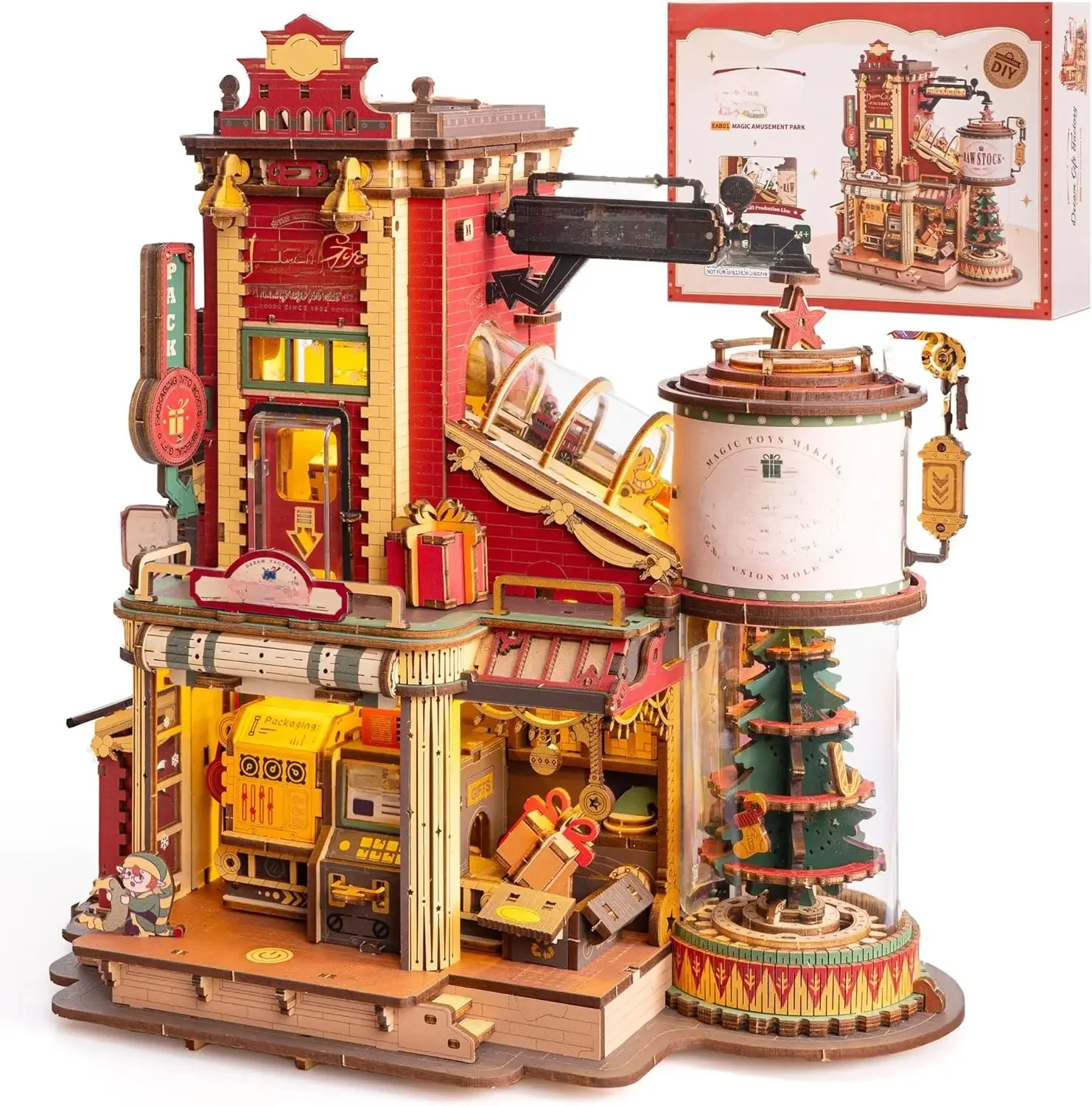 Robotime Holz-Musikbox Weihnachtstraum-Geschenk Fabrik 3D Holzpuzzles Holzmodellbausätze Beste Geschenke für Erwachsene